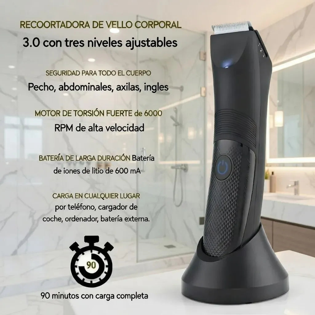 Afeitadora Corporal Hombre Zonas Intima Y Cuerpo Usb