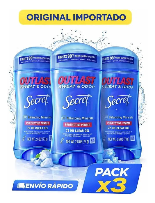 Pack X3 Secret Outlast Antitranspirante Gel 72hs